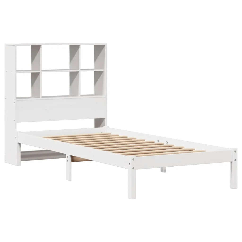 Bookcase Bed without Mattress White 100x200 cm Solid Wood Pine