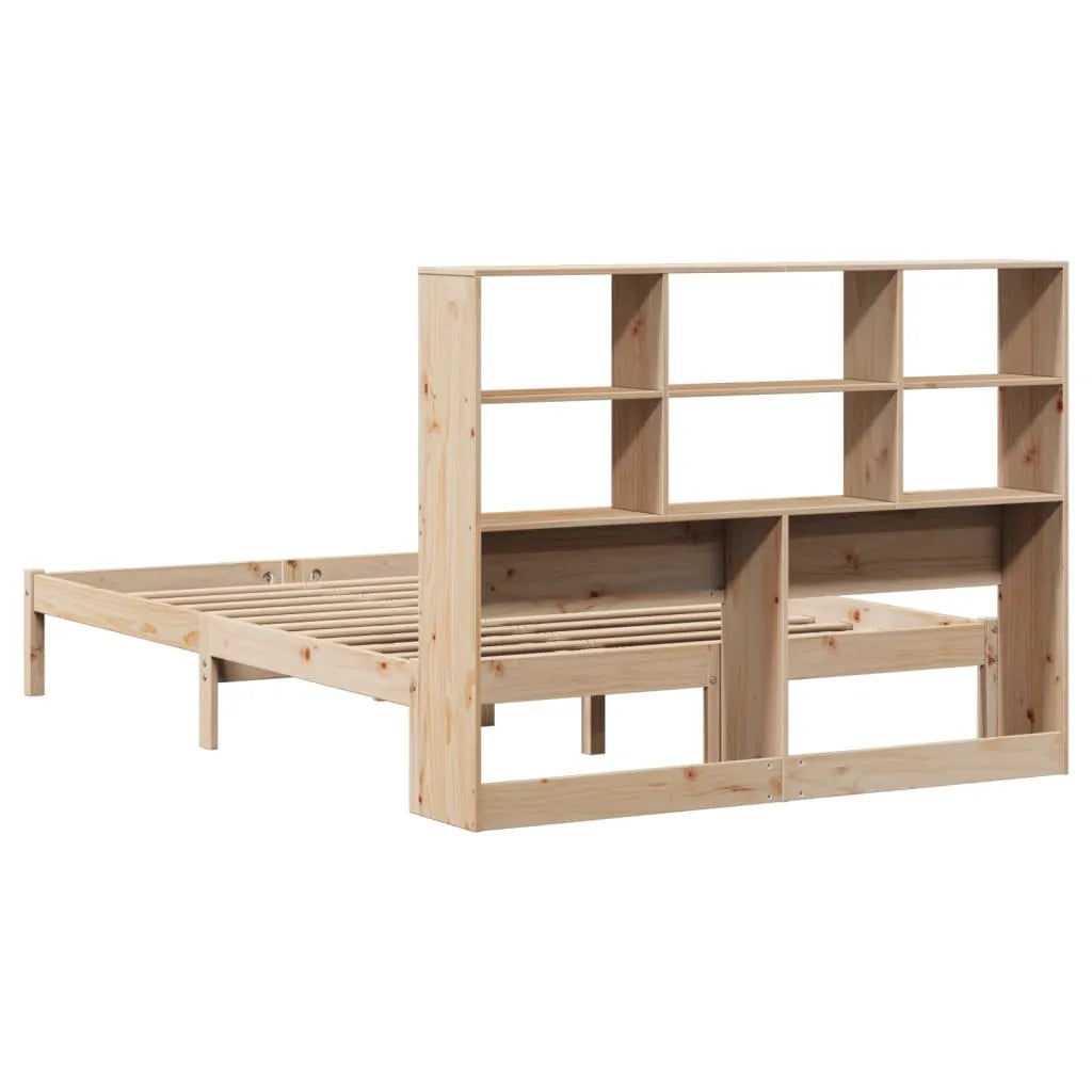 Bookcase Bed without Mattress 150x200 cm King Size Solid Wood Pine