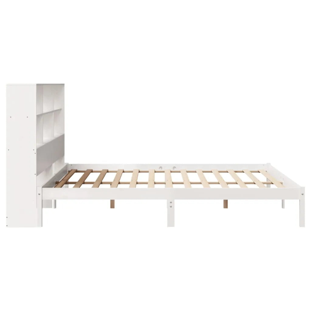 Bookcase Bed without Mattress White 180x200 cm Super King Solid Wood Pine