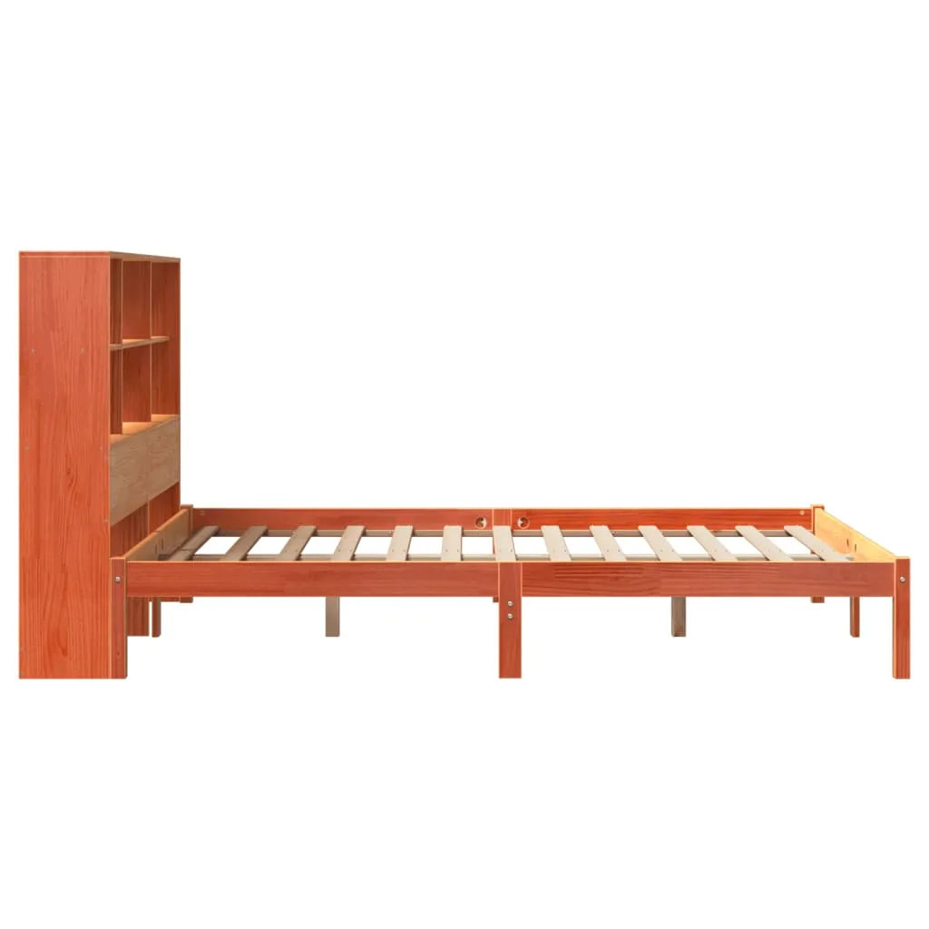 Bookcase Bed without Mattress Wax Brown 120x190 cm Small Double Solid Wood Pine