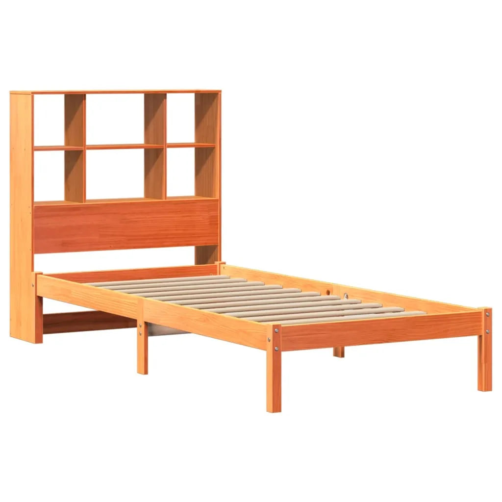 Bookcase Bed without Mattress Wax Brown 100x200 cm Solid Wood Pine