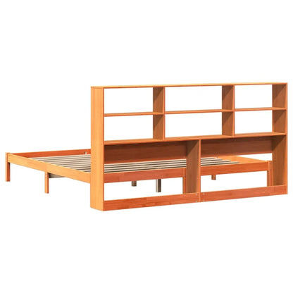 Bookcase Bed without Mattress Wax Brown 200x200 cm Solid Wood Pine