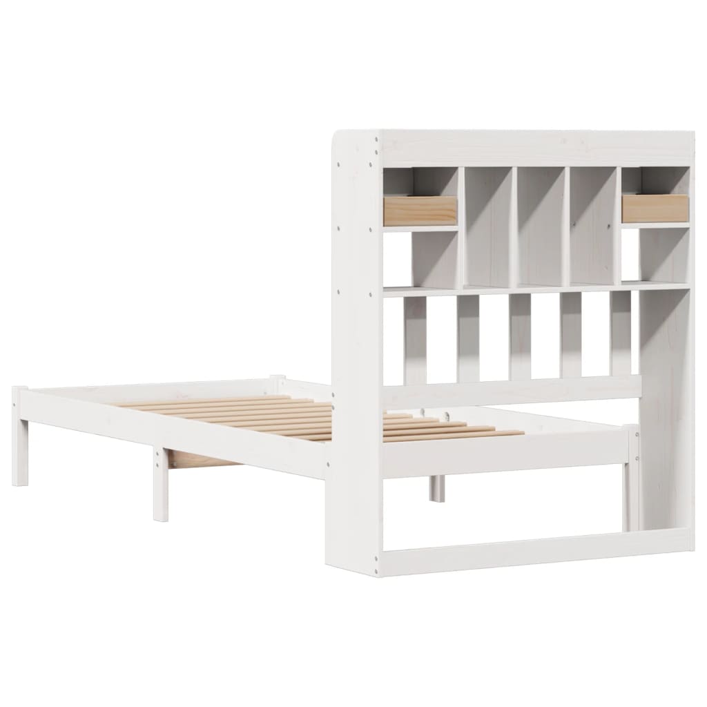 Bookcase Bed without Mattress White 75x190 cm Small Single Solid Wood Pine