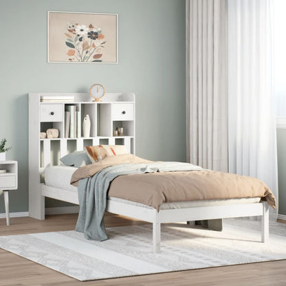 Bookcase Bed without Mattress White 75x190 cm Small Single Solid Wood Pine