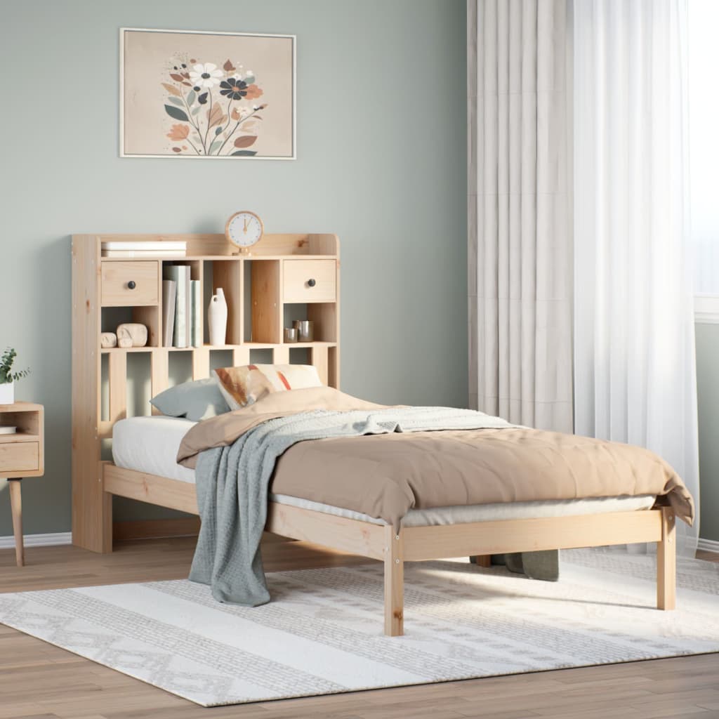 Bookcase Bed without Mattress 90x200 cm Solid Wood Pine