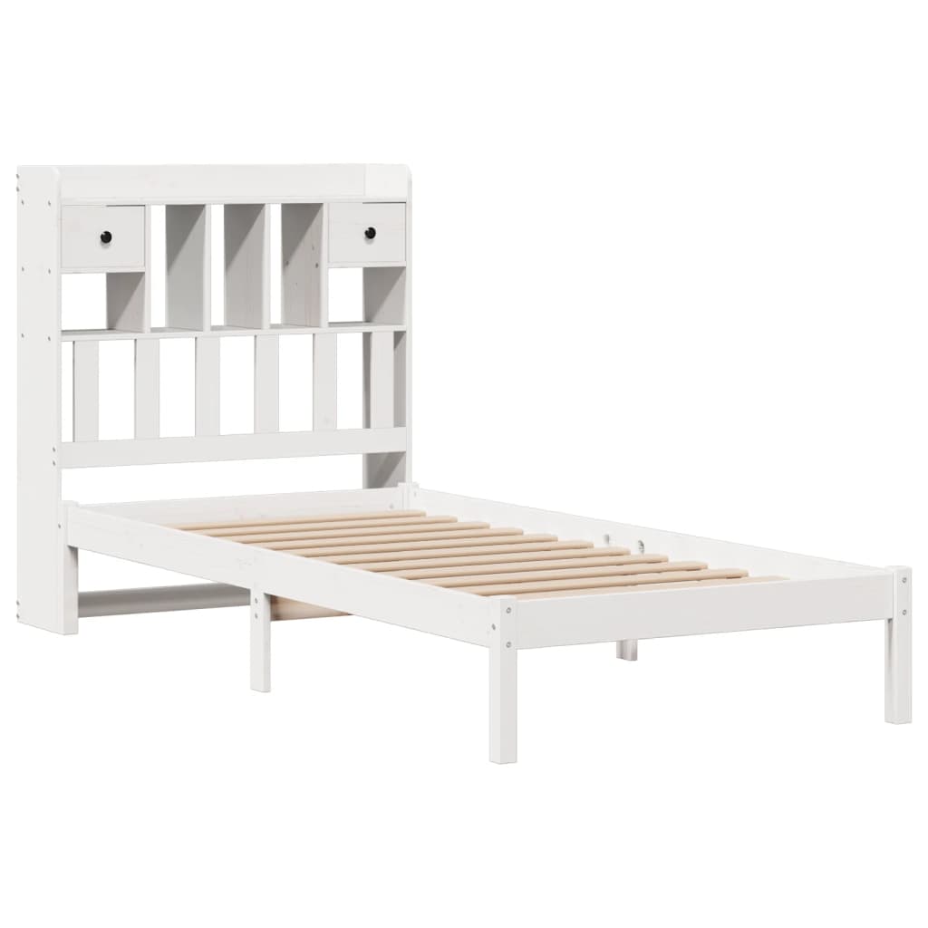 Bookcase Bed without Mattress White 90x200 cm Solid Wood Pine