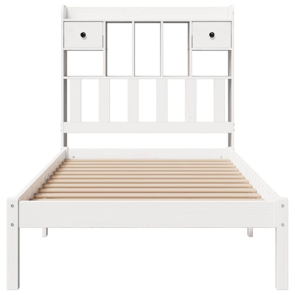 Bookcase Bed without Mattress White 90x200 cm Solid Wood Pine