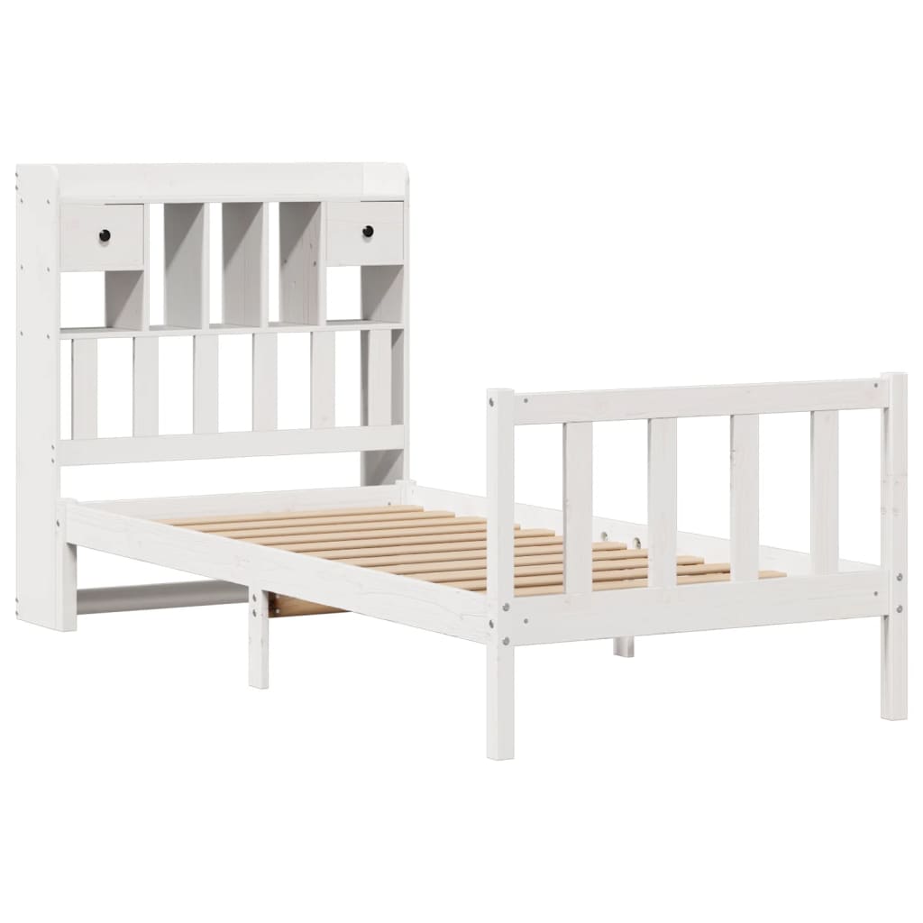 Bookcase Bed without Mattress White 75x190 cm Small Single Solid Wood Pine