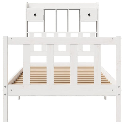 Bookcase Bed without Mattress White 75x190 cm Small Single Solid Wood Pine