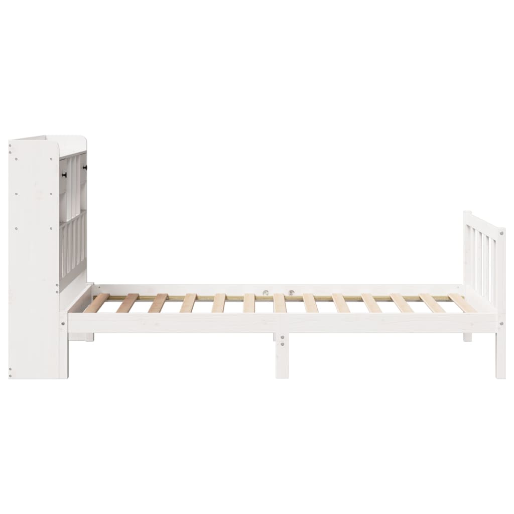 Bookcase Bed without Mattress White 75x190 cm Small Single Solid Wood Pine