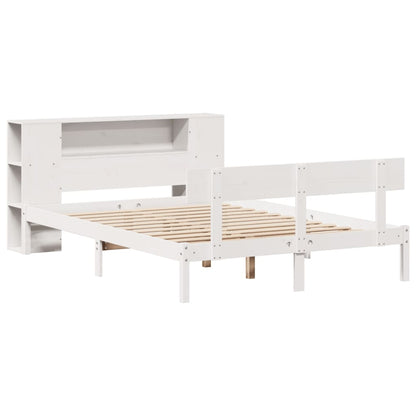 Bookcase Bed without Mattress White 140x200 cm Solid Wood Pine