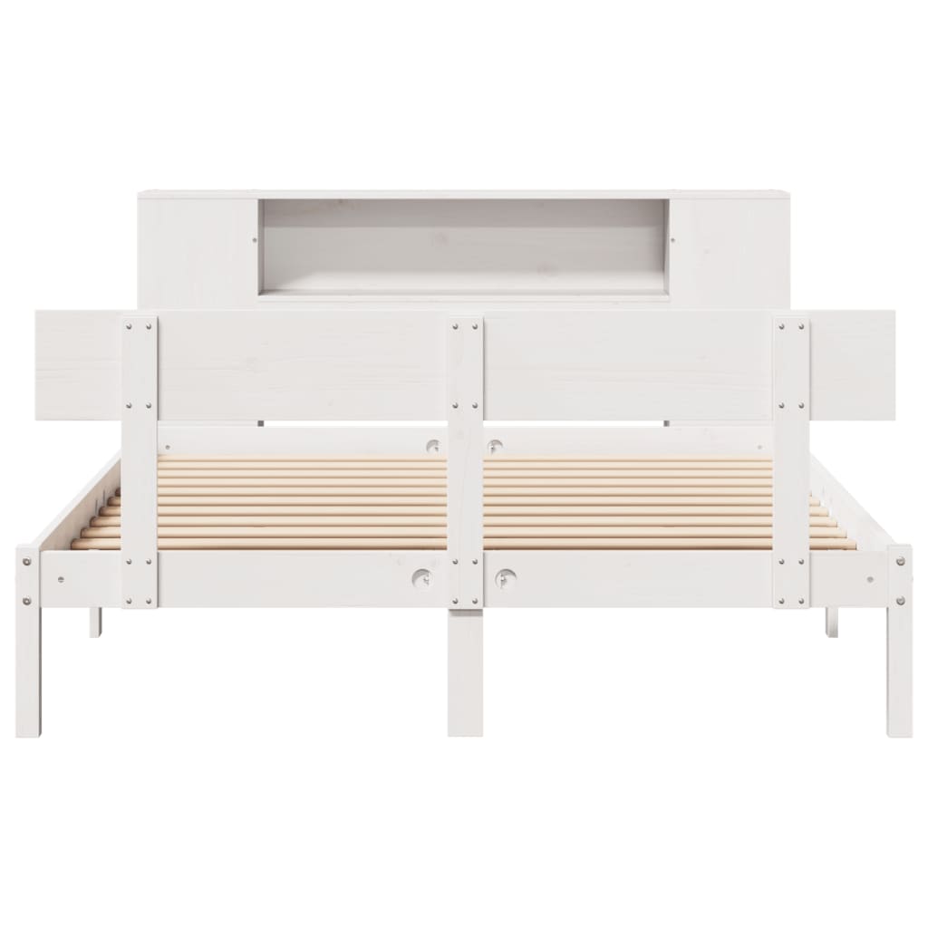 Bookcase Bed without Mattress White 140x200 cm Solid Wood Pine