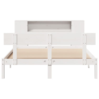 Bookcase Bed without Mattress White 140x200 cm Solid Wood Pine