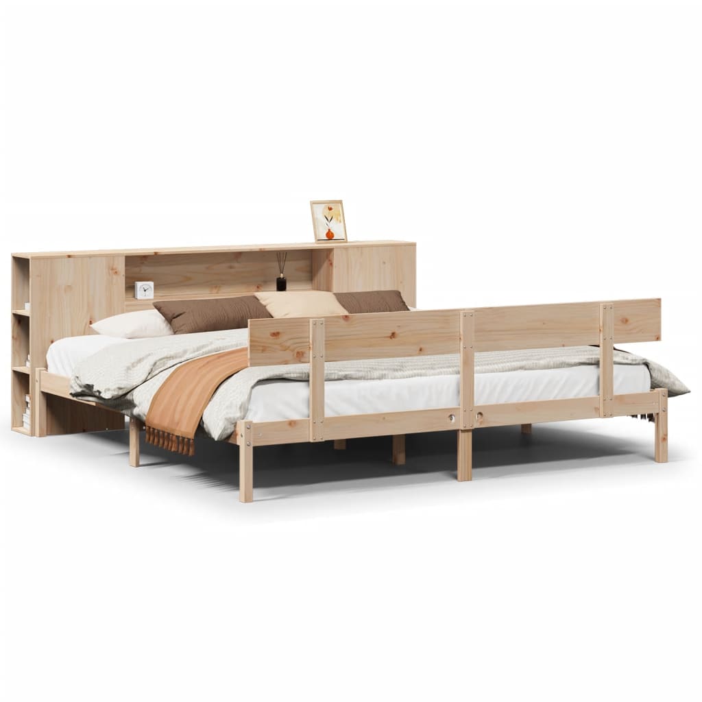 Bookcase Bed without Mattress 200x200 cm Solid Wood Pine