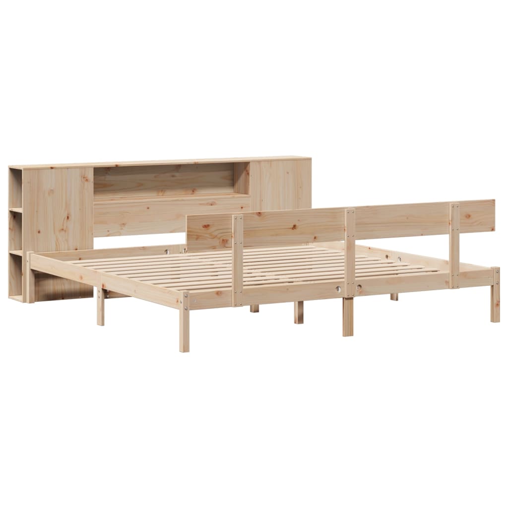 Bookcase Bed without Mattress 200x200 cm Solid Wood Pine