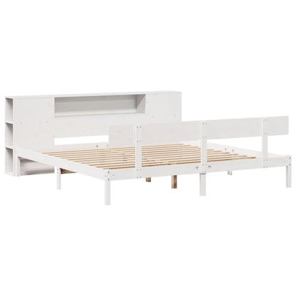 Bookcase Bed without Mattress White 200x200 cm Solid Wood Pine