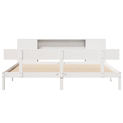 Bookcase Bed without Mattress White 200x200 cm Solid Wood Pine