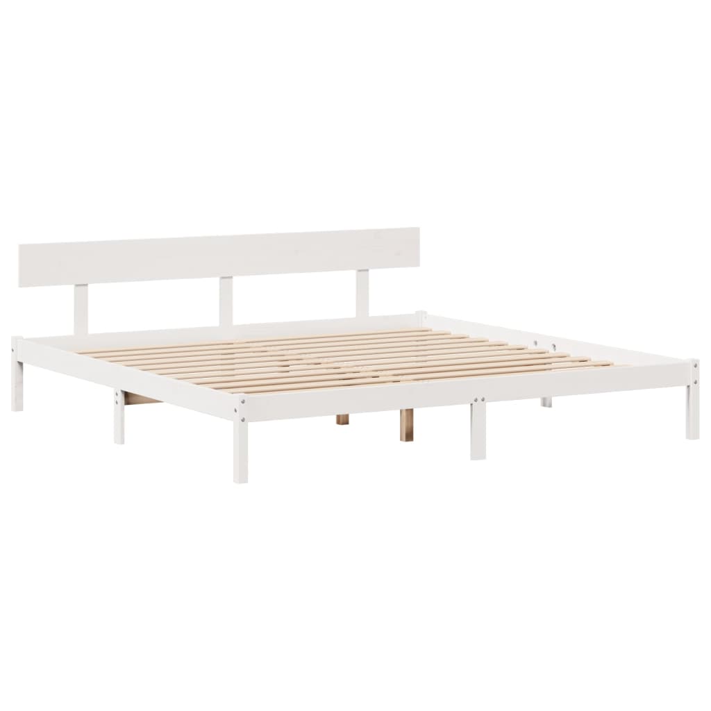 Bookcase Bed without Mattress White 200x200 cm Solid Wood Pine