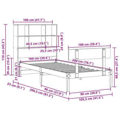 Bookcase Bed without Mattress 100x200 cm Solid Wood Pine