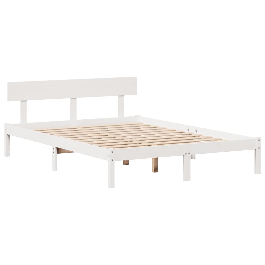 Bookcase Bed without Mattress White 140x200 cm Solid Wood Pine