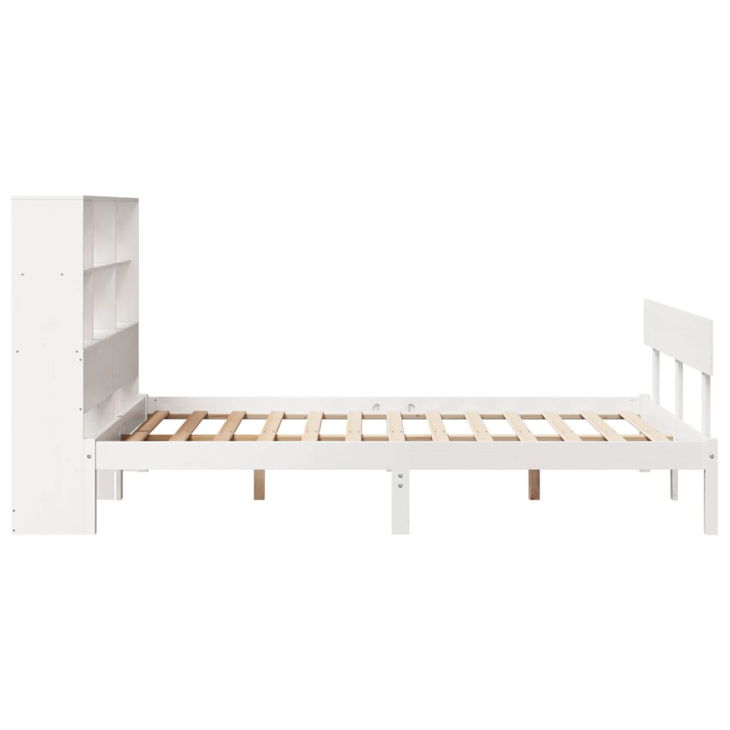 Bookcase Bed without Mattress White 140x200 cm Solid Wood Pine