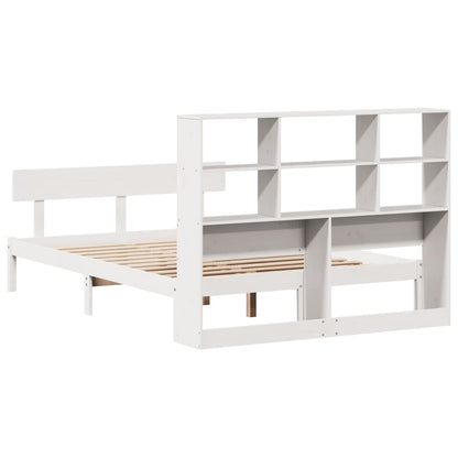 Bookcase Bed without Mattress White 140x200 cm Solid Wood Pine