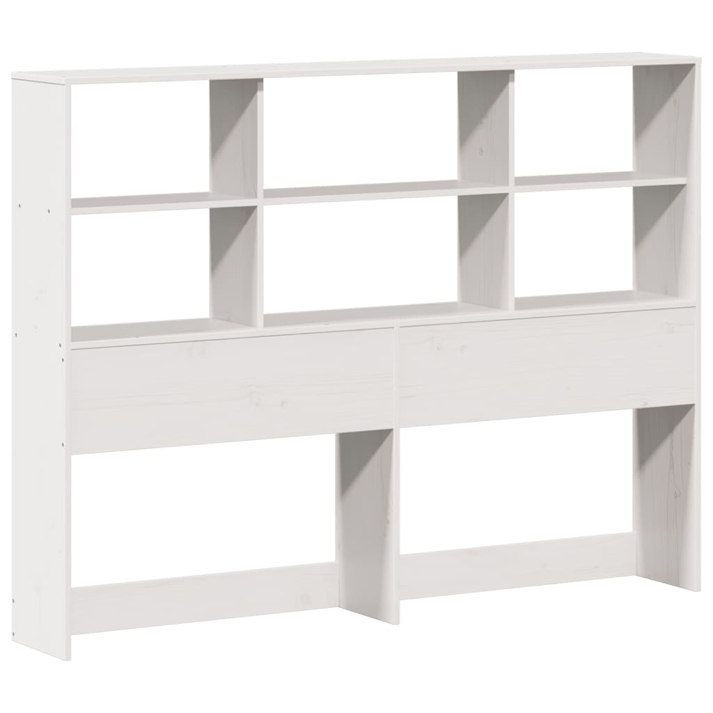 Bookcase Bed without Mattress White 150x200 cm King Size Solid Wood Pine