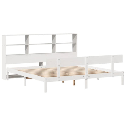 Bookcase Bed without Mattress White 180x200 cm Super King Solid Wood Pine