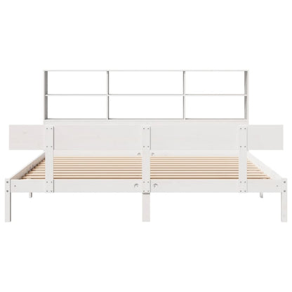 Bookcase Bed without Mattress White 180x200 cm Super King Solid Wood Pine