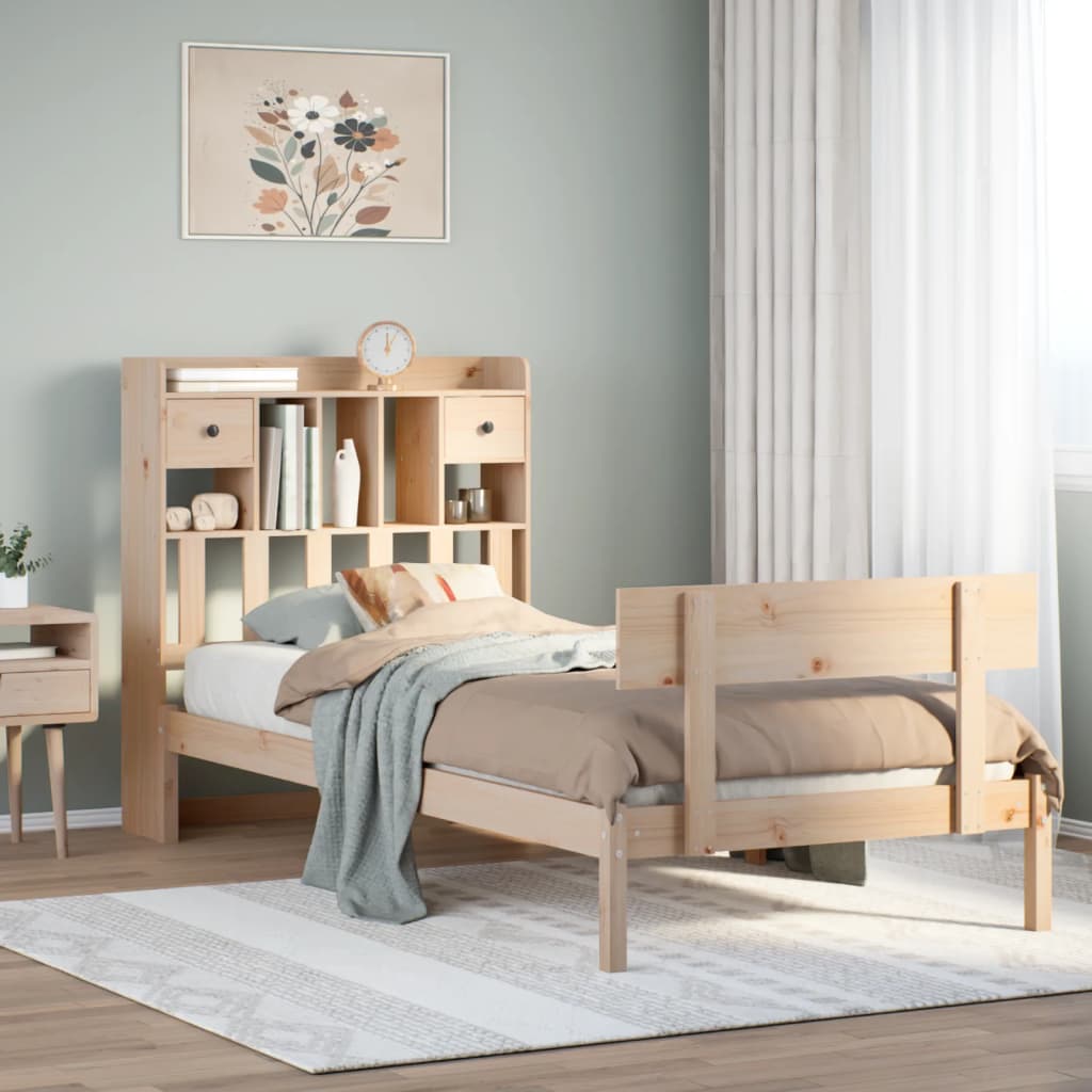 Bookcase Bed without Mattress 75x190 cm Small Single Solid Wood Pine