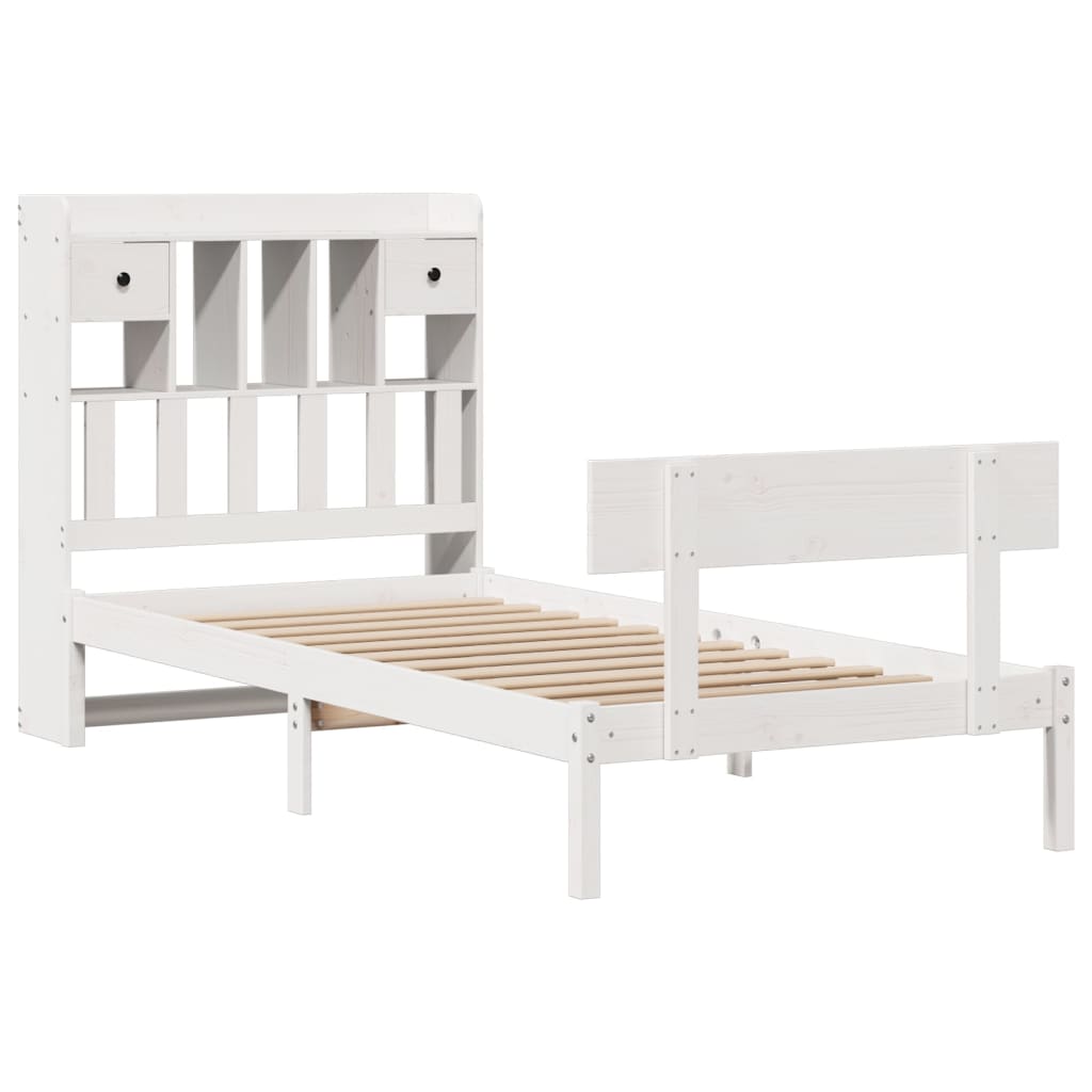 Bookcase Bed without Mattress White 75x190 cm Small Single Solid Wood Pine