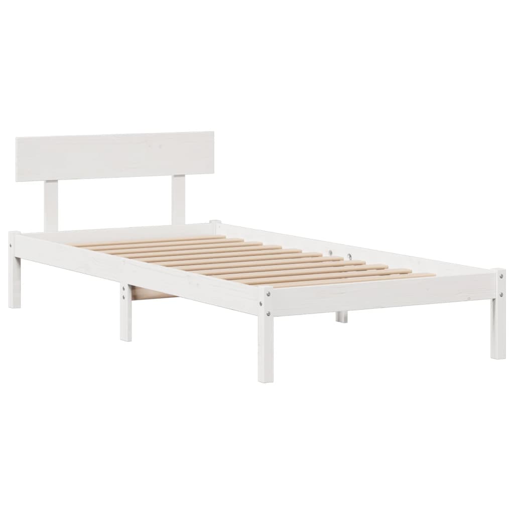 Bookcase Bed without Mattress White 75x190 cm Small Single Solid Wood Pine