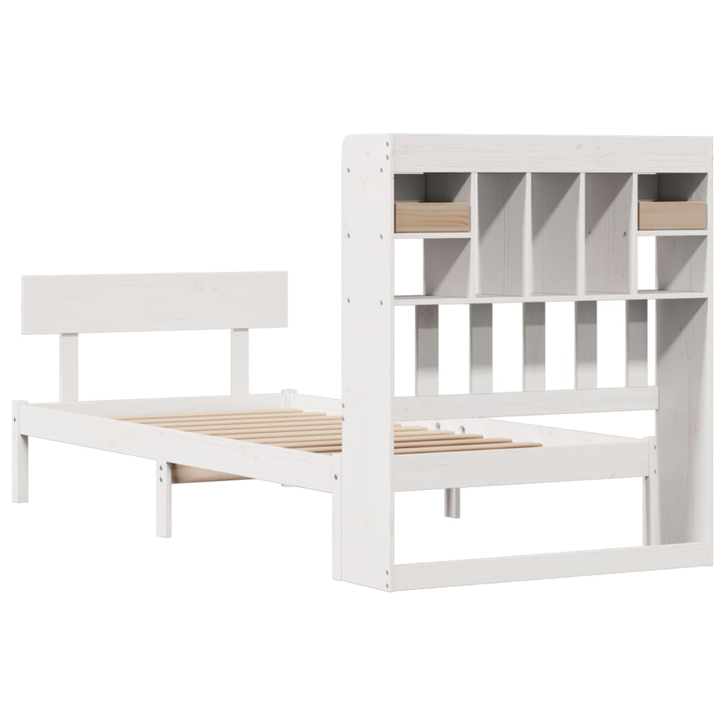 Bookcase Bed without Mattress White 75x190 cm Small Single Solid Wood Pine