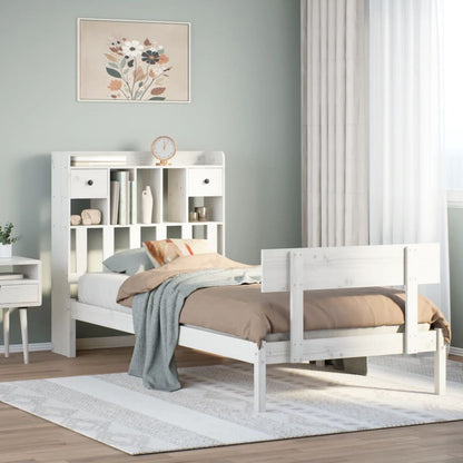 Bookcase Bed without Mattress White 75x190 cm Small Single Solid Wood Pine