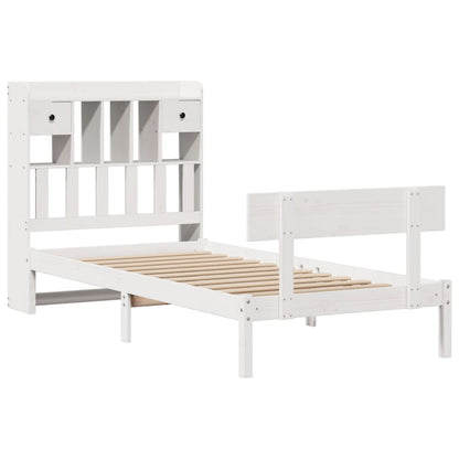 Bookcase Bed without Mattress White 90x190 cm Single Solid Wood Pine