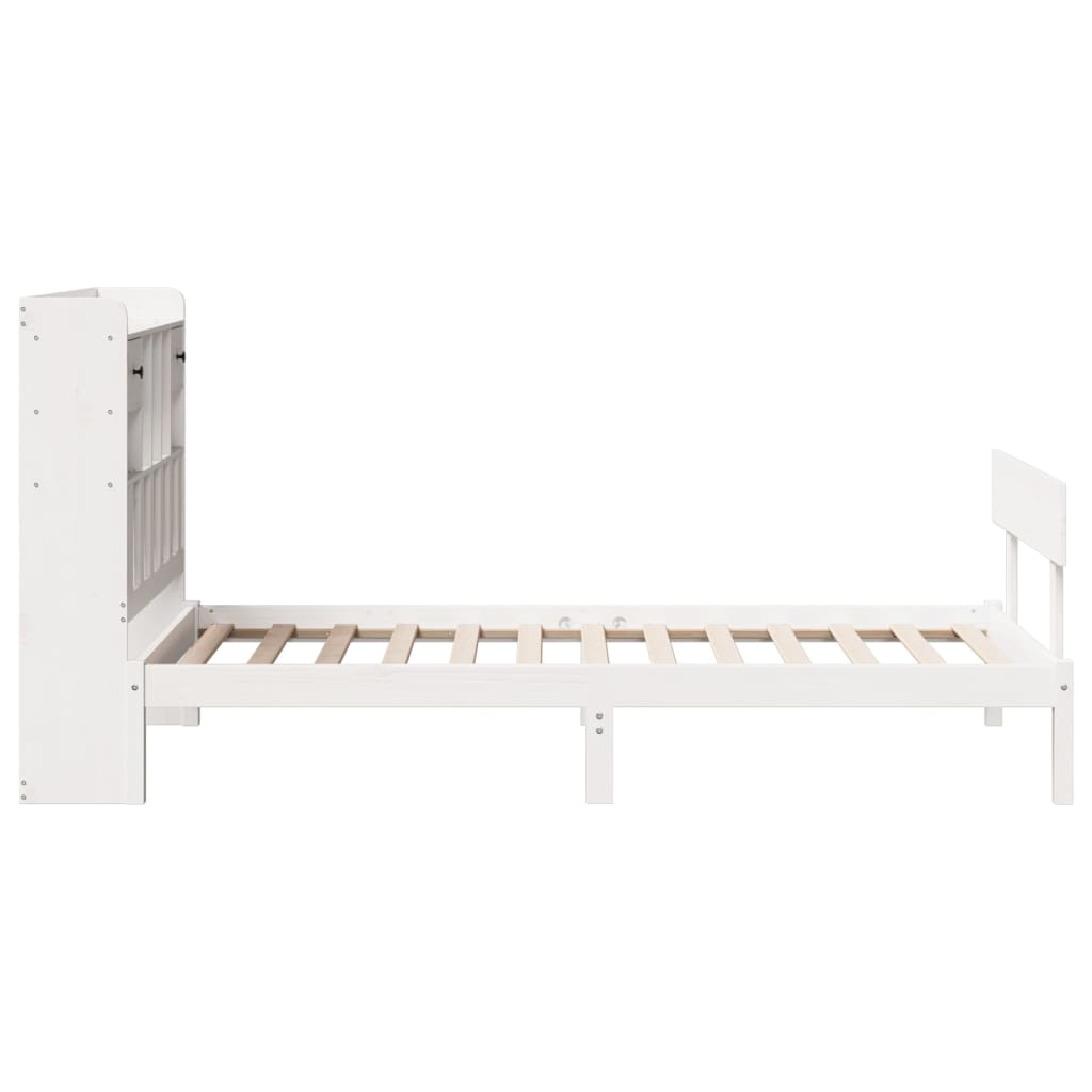 Bookcase Bed without Mattress White 90x190 cm Single Solid Wood Pine