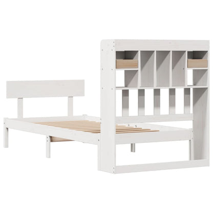 Bookcase Bed without Mattress White 90x190 cm Single Solid Wood Pine