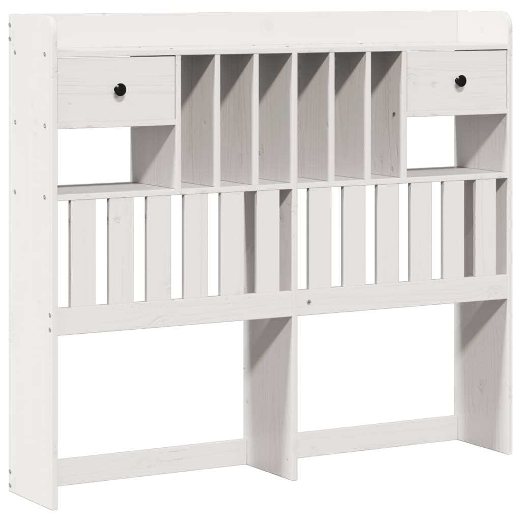 Bookcase Bed without Mattress White 135x190 cm Double Solid Wood Pine