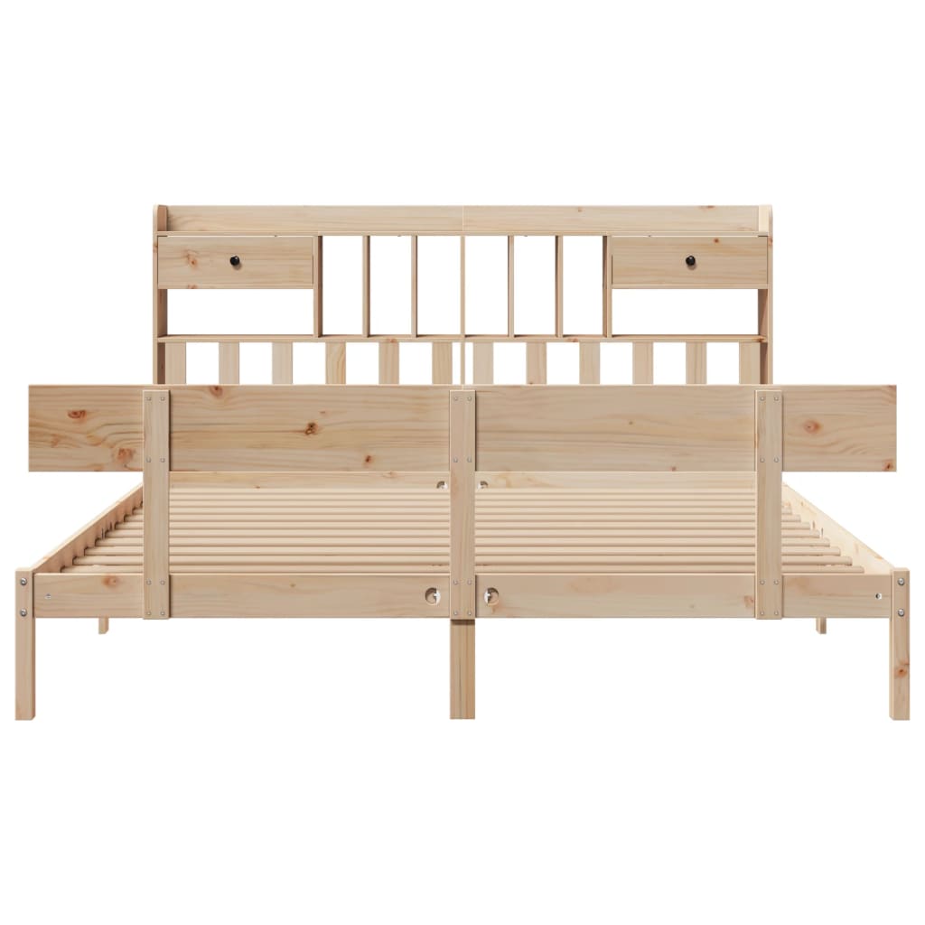 Bookcase Bed without Mattress 180x200 cm Super King Solid Wood Pine