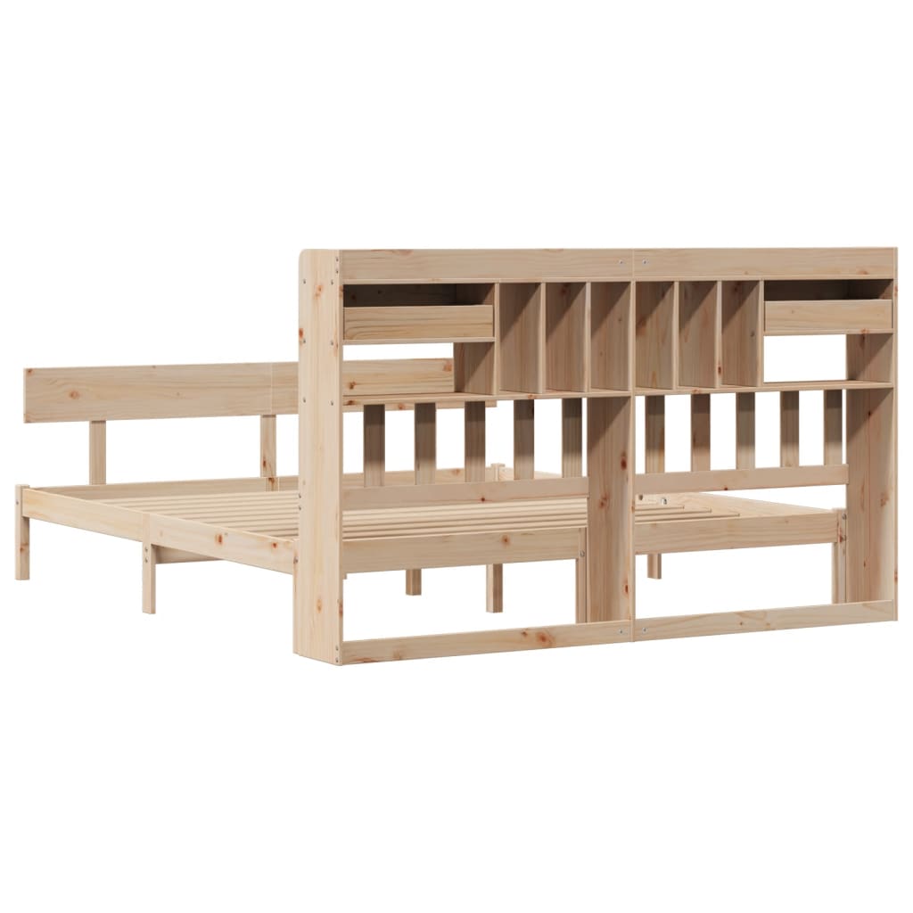 Bookcase Bed without Mattress 180x200 cm Super King Solid Wood Pine