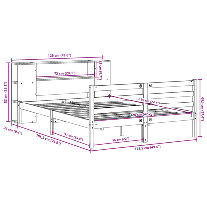 Bookcase Bed without Mattress 120x190 cm Small Double Solid Wood Pine