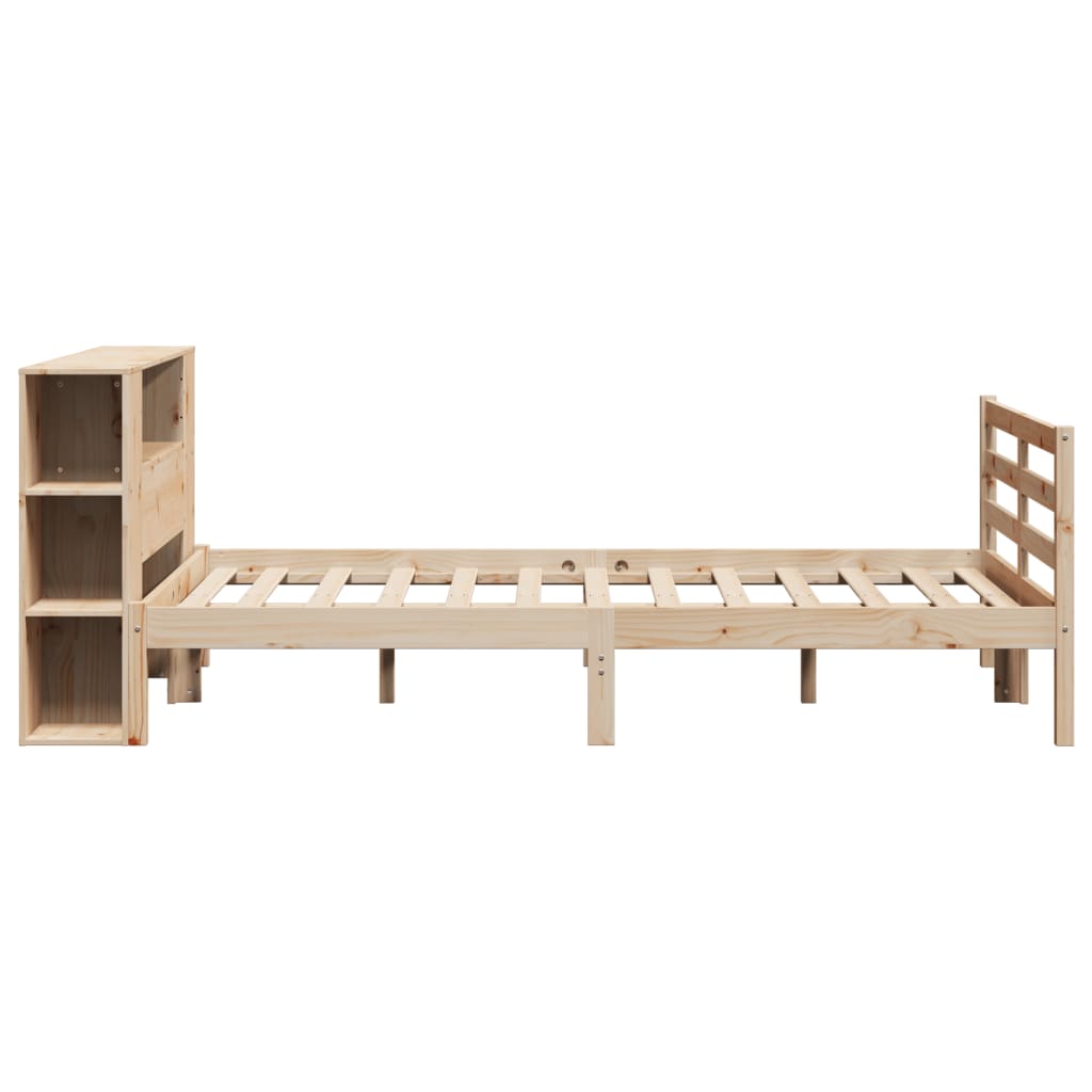 Bookcase Bed without Mattress 135x190 cm Double Solid Wood Pine