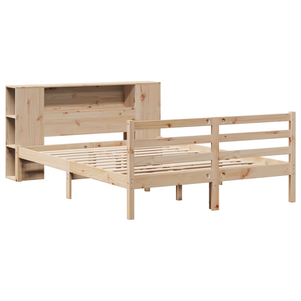 Bookcase Bed without Mattress 150x200 cm King Size Solid Wood Pine