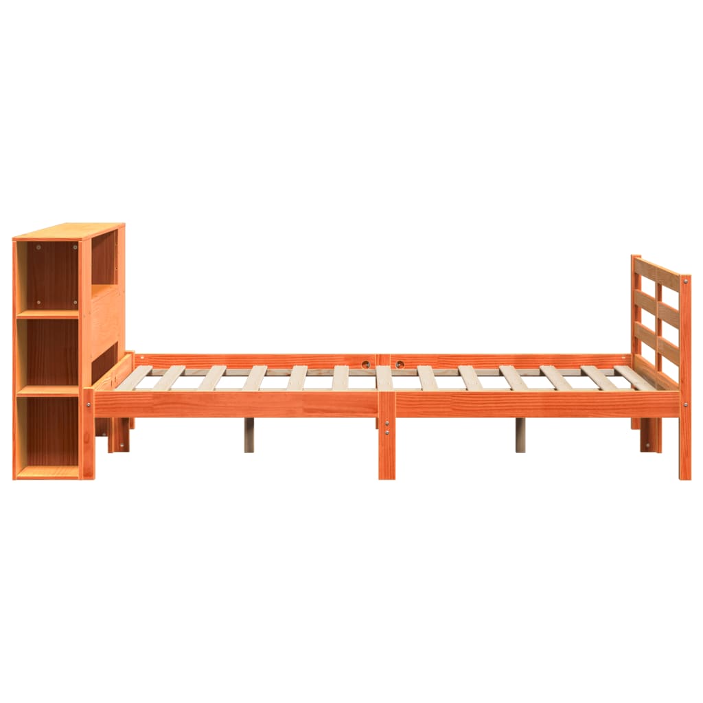 Bookcase Bed without Mattress Wax Brown 120x190 cm Small Double Solid Wood Pine