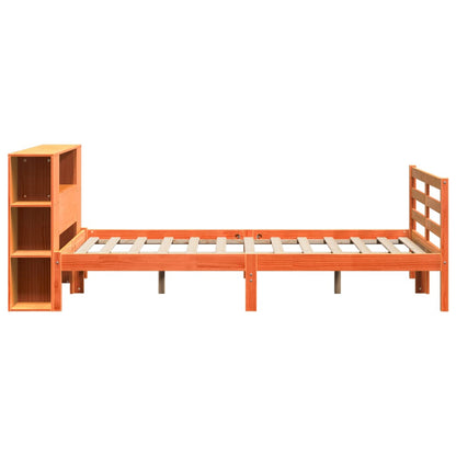 Bookcase Bed without Mattress Wax Brown 120x190 cm Small Double Solid Wood Pine