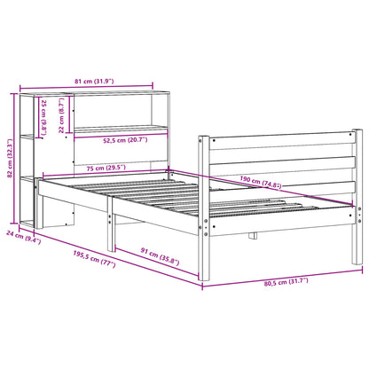 Bookcase Bed without Mattress Wax Brown 75x190 cm Small Single Solid Wood