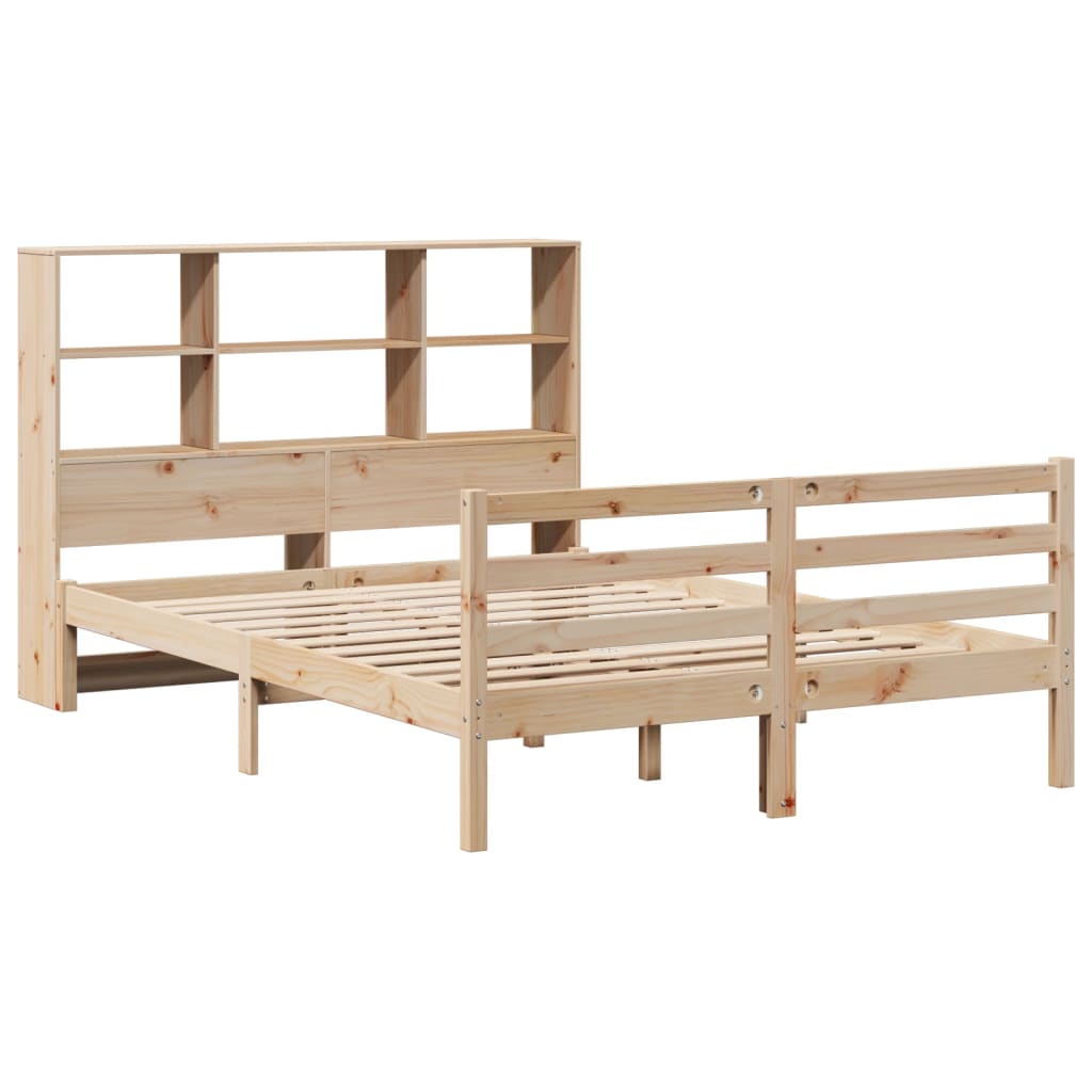 Bookcase Bed without Mattress 150x200 cm King Size Solid Wood Pine