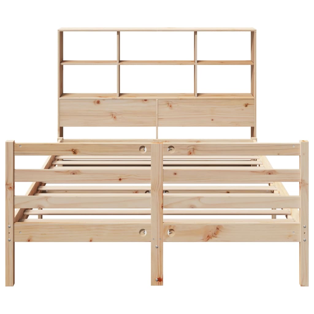 Bookcase Bed without Mattress 150x200 cm King Size Solid Wood Pine