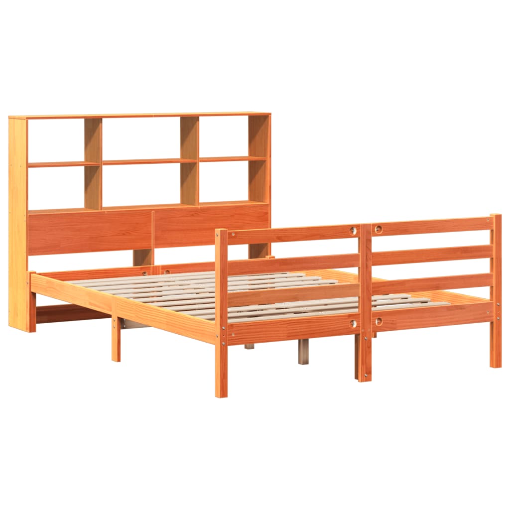 Bookcase Bed without Mattress Wax Brown 120x190 cm Small Double Solid Wood