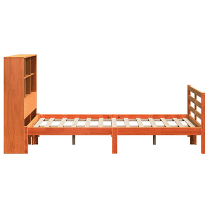 Bookcase Bed without Mattress Wax Brown 150x200 cm King Size Solid Wood